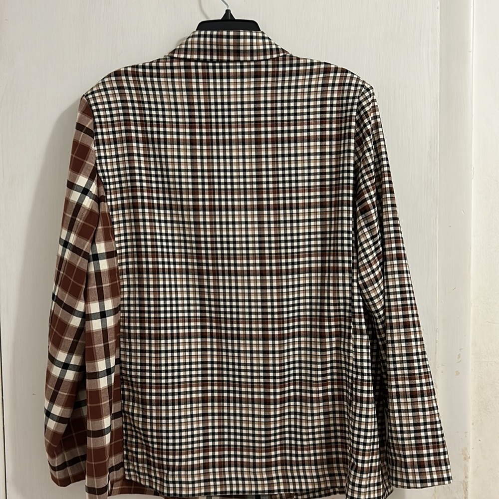 NWT Cato JM Sportswear Women’s Double Breasted Brown Plaid Suit Blazer Jacket. - Picture 4 of 5